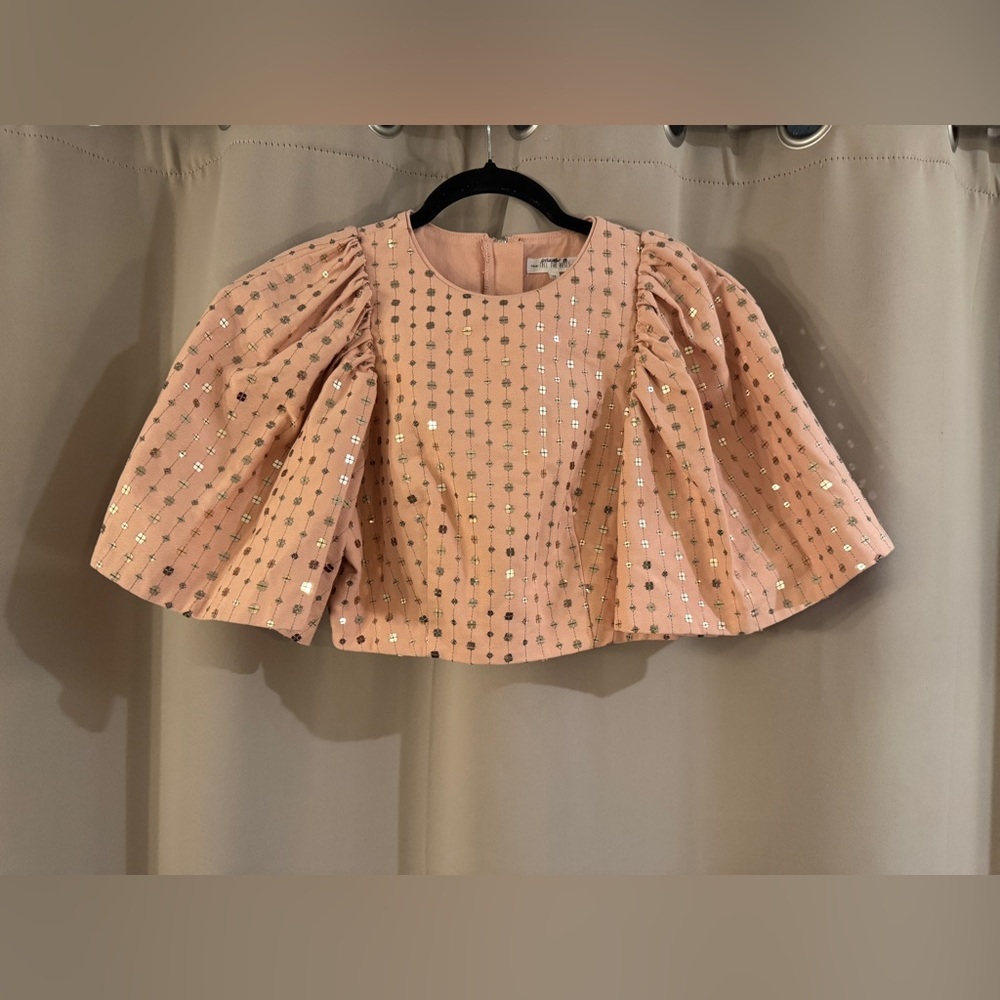 Free the Roses Pink and Gold Sequin Blouse